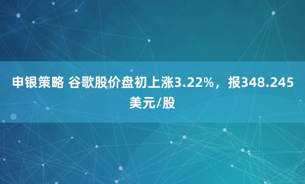 申银策略 谷歌股价盘初上涨3.22%，报348.245美元/股